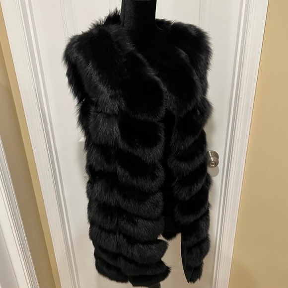 Genuine fox fur vest jacket coat trench winter bomber jacket real fur long vest - Picture 13 of 17